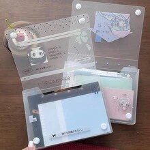 1pc A6 Size Linen Snowflake Frosted Desktop Mini Card Sticker Storage Box, Transparent Dust-Proof Card Organizer School Supplies - Rectangle - View 4