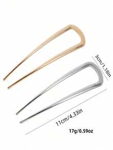 U-Shaped Metal Hairpin 2pcs Suitable For Daily Wear - Multicolor - View 4