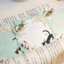 45张韩式猫咪主题不规则美感便签纸，可爱卡通猫咪压纹烫金便签本，DIY手账背景装饰纸，适用于日记和礼品包装 - 長方形 - 查看 5