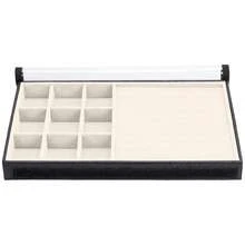5 Large Jewelry Trays In Velvet Faux Leather (33x22cm) With Cover - 冰 - 查看 5