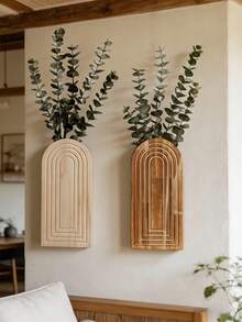 1件波西米亚彩虹拱形木质花瓶墙饰，现代农舍风格木质壁挂花瓶，易于安装，四季皆宜，现代悬浮式木质艺术相框家居装饰，完美的彩虹展示墙饰，送给朋友的礼物 - 适用于玄关、走廊、浴室、客厅、餐厅和狭窄空间（不含树枝，款式随机发送） - 彩色 - 查看 24