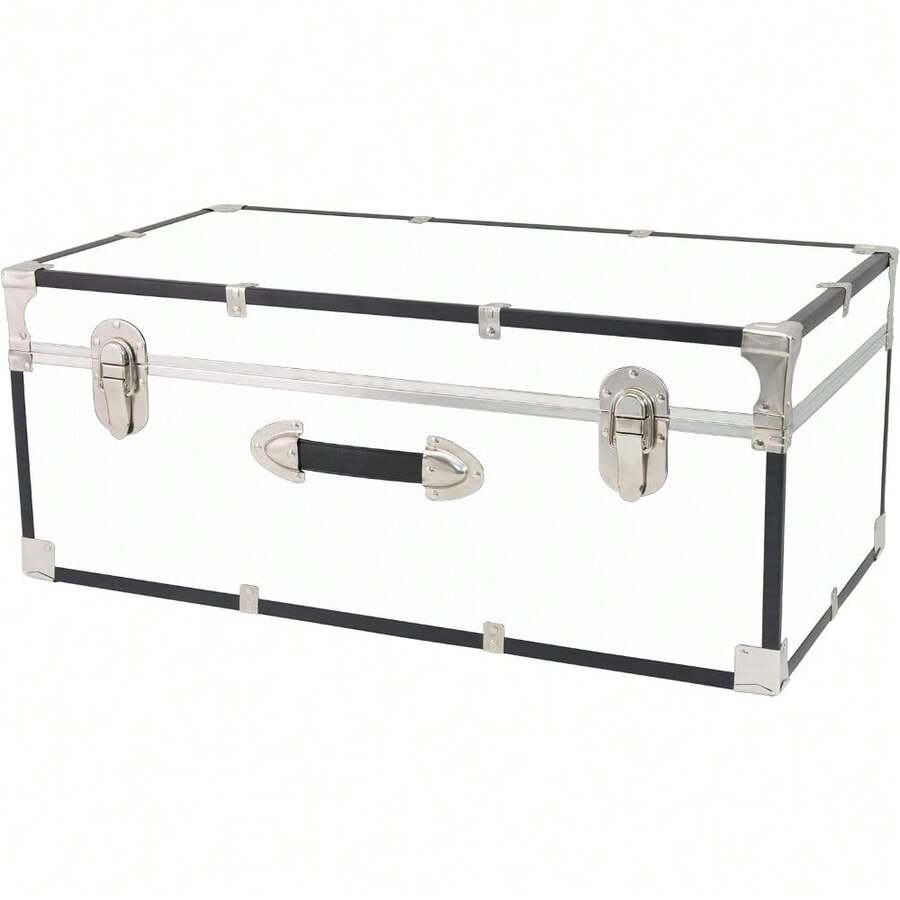 Basic 30" Trunk - White Storage Chest With Latches & Handle - White - View 1