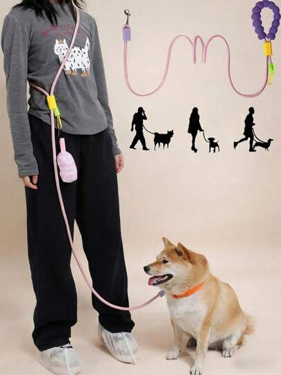 Adjustable Waist Belt Dog Walking Multi-Functional Leash With Comfortable Handle Suitable For Jogging, Walking And Training. Leash For Dogs With Free Movement Of Both Hands. Strong Dog Chest And Back Strap Suitable For Small, Medium And Large Dogs. Doggy Supplies, Pet Supplies.