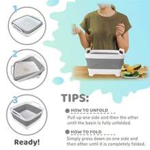Collapsible Wash Basin With Drain Plug - 2.4 Gallon Foldable Kitchen Sink For Baby Bottles RV Camping Space-Saving Dish Tub In Gray - Gray - View 5