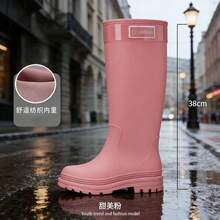 Giày đi mưa cao cổ cho nữ, màu hồng ngọt ngào, dày dặn, chống thấm nước và chống trơn trượt. - hồng - Xem 3