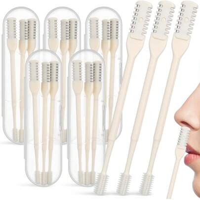 Bộ 3 dụng cụ cắt tóc 2 trong 1, máy tỉa lông mũi hai mặt tiện dụng cho nam nữ, xoay 360 độ, kèm bàn chải mềm vệ sinh, hộp đựng du lịch màu vàng.