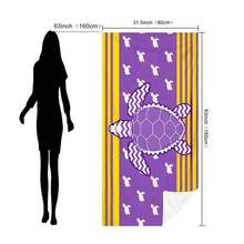 1pc Marine Life Sea Turtle Series Microfiber Beach Towel, Beach Blanket With Print, Multiple Sizes, Lightweight, Suitable For Swimming, Camping, Sports, Beach Or Gym - Yellow Striped Sea Turtle - View 13