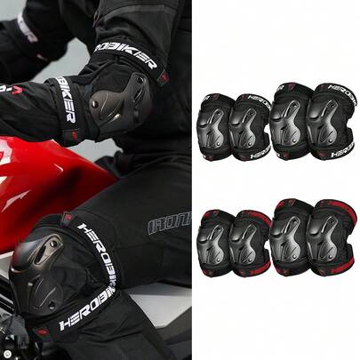 1 Motorcycle Protective Gear Motorcycle Knee And Elbow Protection Anti Fall And Anti-Collision Motorcycle Equipment Rider Knee And Elbow Protection Unisex Motorcycle Protection Accessories Essential Rider Gift For Riding