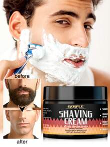 GOIPLE 男士剃须膏，柔滑剃须皂，保湿软化胡须护理剃须啫喱，保持肌肤清新洁净，滋养干燥肌肤，泡沫丰富，缓解剃须压力，温和剃须膏（5.64盎司/160克），男士生日或节日理想礼物 - 膏狀 - 查看 2