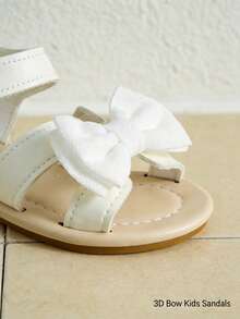 Verstellbare weiße Frottee-Schleife Klettverschluss Flache Sandalen für Mädchen 3-12 Jahre - Weiss - Übersicht 8