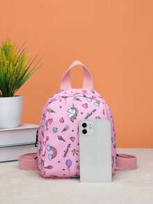 1 pièce Mini sac à dos licorne avec motif imprimé aléatoire - Rose bonbon - Voir 2
