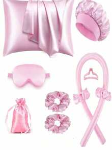 Bộ dụng cụ tạo kiểu tóc khi ngủ 10 món, gồm một máy uốn tóc, một vỏ gối lụa, bộ sản phẩm phù hợp với tóc và da, bộ uốn tóc không dùng nhiệt bằng lụa, máy uốn tóc qua đêm, và một mặt nạ ngủ mềm mại. - Nhiều màu - Xem 16