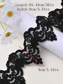 Vải lưới thêu ren đính sequin và hạt cườm thủ công, dài 1 yard, chất liệu may quần áo DIY, phụ kiện váy cưới, chiều dài: 91.4cm, chiều rộng: 12.5cm - 1 yard/gói - Xem 16