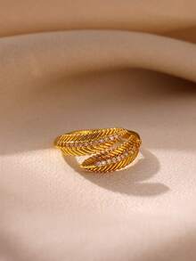 Classic Twist Chain Open Rings For Women Zirconia Geometric Twist Wrapped Couple Ring Wedding Aesthetic Jewelry ﻿ - Yellow Gold - View 5