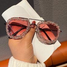 Rhinestone Aviator Women Fashion Glasses Fashion Retro Style Shades For Driving Summer Beach - Multicolor - View 7
