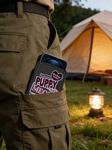 New Pink Black Dog Pattern Straight-Insert Phone Case Protective Cloth Bag, Black Outdoor Phone Storage Bag, Straight-Insert Phone Pouch, Made Of Neoprene Material For Shock And Dust Protection, Warm, Elastic Inner Liner, Portable Men'S And Women'S Bag - Black - View 2