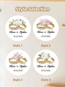 1-120 miếng dán cưới tùy chỉnh - Nhãn cưới tùy chỉnh, nhãn dán đính hôn, nhãn dán hình nhẫn cưới cá nhân hóa, nhãn dán tên tùy chỉnh, chất liệu chống thấm nước và dầu, 4 kiểu dáng, hoàn hảo cho thẻ quà tặng, hộp bánh, quà lưu niệm cưới, gói quà cưới, trang trí tiệc, lãng mạn, keo dính chắc chắn, tinh tế, phong cách, quà tặng lý tưởng cho các cặp đôi, chồng, vợ, bạn bè, gia đình, cô dâu chú rể, tuyệt vời cho mùa cưới, tiệc đính hôn. - Nhiều màu 1 - Xem 3