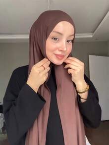 1pc 2 In 1 Instant Jersey Hijab With Built-In Magnets / All-In-One Instant Hijab - No Pins, Slip-Free Fit, Easy Wear In Seconds. Suitable For Daily Abaya Matching, Outdoor Activities, Prayers And Worship,Beach,Holiday - Instant Jersey Hijab - View 3