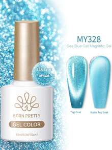 BORN PRETTY 10ml 海洋蓝水晶猫磁性凝胶指甲油 海蓝色果冻透明闪亮可卸UV/LED指甲油 - 彩色 - 查看 5