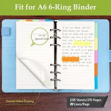 A6 Loose-Leaf Notebook Refill Paper 135 Sheets Spiral Notebook Inner Paper 3 Loose-Leaf Binder Pockets 10 Dividers 160 Fluorescent Sticky Notes Suitable For A6 Loose-Leaf Reusable Personal Planner - A6 - View 4