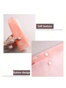 10/8/5pcs A4 Plastic File Folders - Thickened File Bags, Transparent Snap Button Data Student File Storage Bags, A4 File Folders, PP Transparent Plastic Snap Button File Bags, Plastic File Folders, Macaron Color Waterproof Data Bags, Office File Folders | Fashionable File Storage | Waterproof PP Material Suitable For Students And Office Use - Morandi Button Bag - View 5