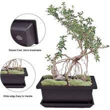 Square & Rectangle Imitation Zisha Flower Pot, Bonsai Pot, Small Potted Plant Plastic Container, Succulent Plant Pot - Multicolor - View 5