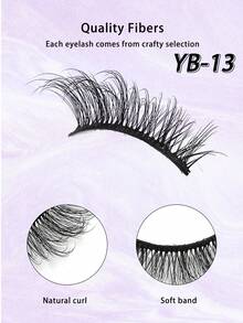 ENCHUW 16 Cặp Mi Giả Nửa Mi Tự Nhiên Kiểu Manga Mi Giả Lông Mịn Uốn Cong Mềm Mại Thích Hợp Cho Tiệc Tụ - màu đen - Xem 3