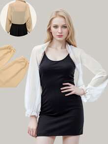 1/2 pieza Capa/Chal de mujer de unicolor de gasa, ligero y transpirable con protección UV, suave y cómodo, versátil para vestidos - chal de gasa - Ver 12