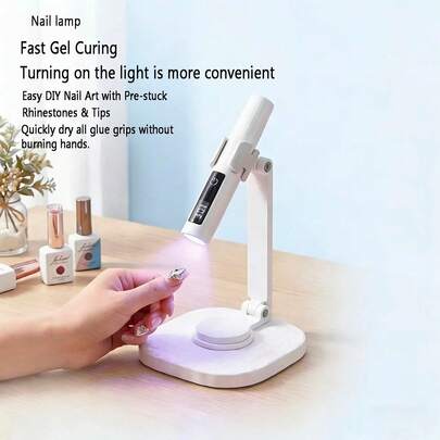 1pc Rechargeable200mAh Mini Nail Lamp With Bracket 360 Degree Rotation Unrestricted, Portable Bracket Lamp Holder, Rotatable Bracket Set, Nail Curing Lamp