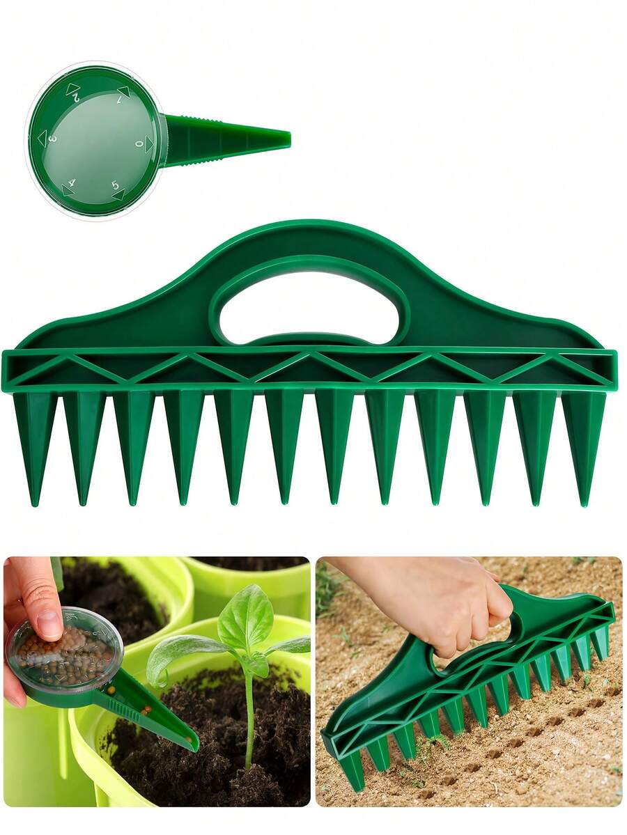 2 piezas Juego de plantadores de semillas, Perforador de agujeros + Plantador de semillas, Adecuado para huerto de verduras, jardín de flores, semillero, plantación industrial, plantador perfecto