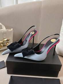 Sandal Hak Tinggi Stiletto Ujung Lancip Cantik Musim Semi 2026 untuk Wanita, Dekorasi Bunga Tanpa Punggung, Seksi & Elegan [Catatan: Bunga 3D Dibuat dengan Tangan, Bentuknya Mungkin Berbeda Secara Acak], Hadiah Hari Ibu - Baby Blue - View 7