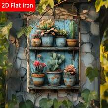 Hello Young 1PC Vintage Tin Sign Succulents Cactus Rustic Garden Decor, 8x12 Inch Greenhouse Wall Art Metal Pots Planter - Multicolor - View 8