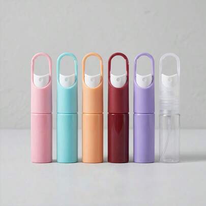 6pcs/12pcs, 20ml Travel Size Mini Refillable Spray Bottles With Hooks, For Hand Sanitizer, Perfume, Alcohol Mist, Reusable Empty Facial Mist Bottles