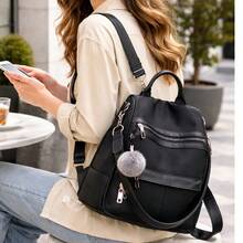 Women's Backpack Bag With Crossbody Strap And Back Waterproof Casual - 黑色 - 查看 4