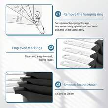 10pcs Measuring Cup & Spoon Set, Nested Measuring Cups, Stainless Steel Handles, Stackable, For Measuring Dry & Wet Ingredients, Small Tea Spoon - Plastic Head - Multicolor - View 3