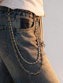 1 chiếc dây đeo eo hình nhện phong cách Punk cá nhân hóa, dây đeo quần phong cách Gothic tối màu dành cho dân chơi, trang sức cơ thể để đeo hàng ngày. - Bạc - Xem 2