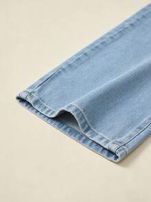 Sanrio Cute Hello Kitty Stars And Bows Pattern Series | Children's Wide Leg Jeans - Y2K Cute Pattern Street Jeans | Children's Casual Pants | Sweet And Cool Street Style Multifunctional | Skin Friendly Machine Wash Pants - màu xanh nhạt - Xem 5