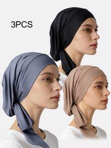 4pcs Women's Pleated Chemo Caps, Ladies Long Tail Turban Hats For Daily Wear - 4-piece Set - View 25