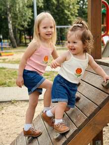 Young Girls Tank Top Co-Ords - Apricot - View 3