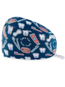 女士手术帽，带纽扣和吸汗带的医用工作帽，可调节弹性护士网帽 - 多色 - 查看 12