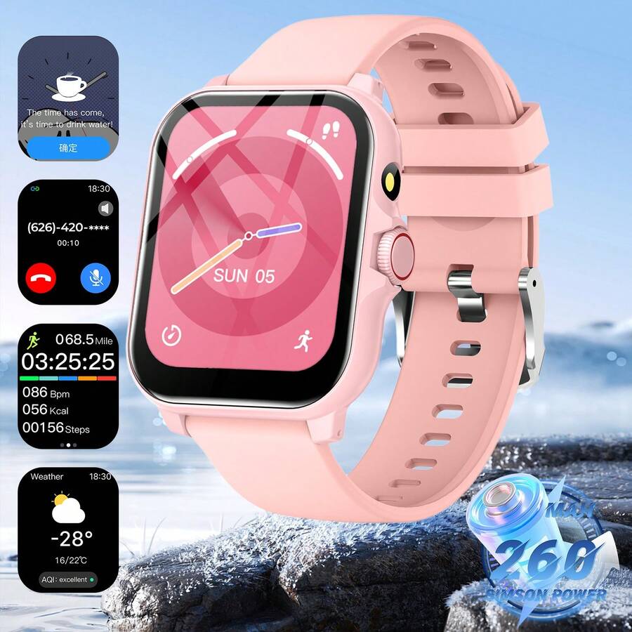 Smartwatch para niños y adolescentes, pantalla táctil completa de 1.83 pulgadas, notificación de mensajes, escuchar música, llamar a amigos, rastrear pasos. Larga duración de la batería, dispositivo portátil simple HD, regalo ideal - Ver 1