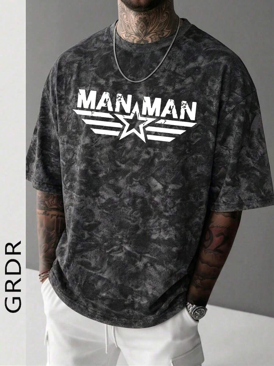 GRDR | Camiseta de manga corta con estampado minimalista y retro de estilo italiano para hombres | Adecuada para uso en verano | Cómoda y transpirable | Moda de vanguardia - Negro - Ver 1