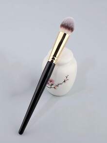 1pc Powder Blush Brush, Peach Contour Makeup, V-Shaped Head - Black - View 7