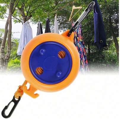 1条10米防风可伸缩晾衣绳，便携式晾衣架，适用于露营、旅行和居家晾衣架