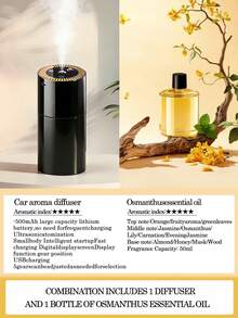 New Car Humidifier, Ultrasonic Aromatherapy Diffuser, With Color LED Lights, USB Rechargeable, 5 Mist Modes, Digital Display, Long Battery Life, Portable Black Style, Gift Set With 6 Essential Oils, High Cost‑Performance. - A - View 19