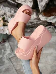 Zapatillas de casa mujer, chanclas mujer,zapatillas estar por casa mujer EVA para mujer, sandalias de plataforma de 7cm,antideslizantes y suaves, perfectas para usar en casa, en la playa o en el baño. - Rosa - Ver 3