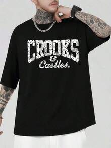 Crooks & Castles Graphic Print T - Shirt - 100% Cotton Oversized Streetwear Tee, Sizes S - 3XL, Black Short - Sleeve With Vintage Pattern & Urban Aesthetic Design - 黑色 - 查看 1