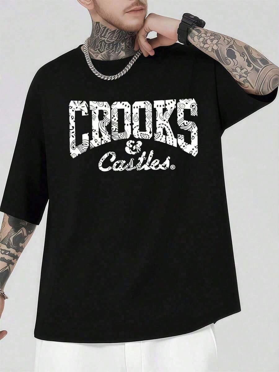 Crooks & Castles Graphic Print T - Shirt - 100% Cotton Oversized Streetwear Tee, Sizes S - 3XL, Black Short - Sleeve With Vintage Pattern & Urban Aesthetic Design - 黑色 - 查看 1