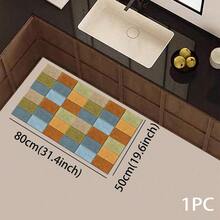 1件装 2D彩色方格图案设计，厨房装饰，家居装饰，装饰垫，时尚地毯，多功能垫，厨房地垫，厨房垫套装，厨房地板保护垫，舒适站立垫，适用于客厅、卧室、浴室、洗衣房、办公室等场所，室内家居装饰 - 彩色 - 查看 10