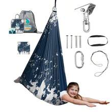 FRIENDLY CUDDLE Hamaca sensorial columpio algodón 60 x 32 pulgadas silla colgante de interior con hardware capacidad de 300 libras marea azul marino - Marea verde azulado de la marina - Ver 8